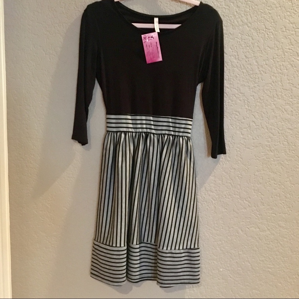 Gilli Fit and Flare Black and Grey Dress NWT